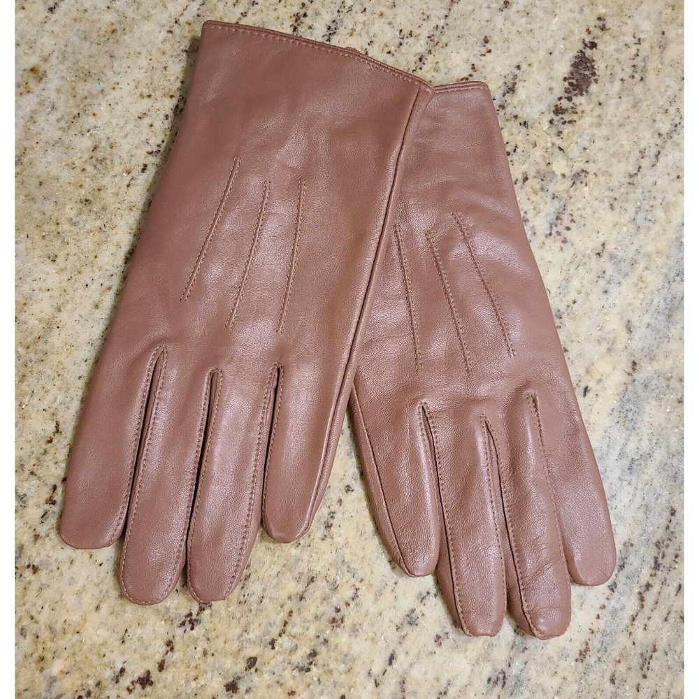 New! Brown Soft Leather Fleece Lined Gloves. Women's Size XL or Men's S